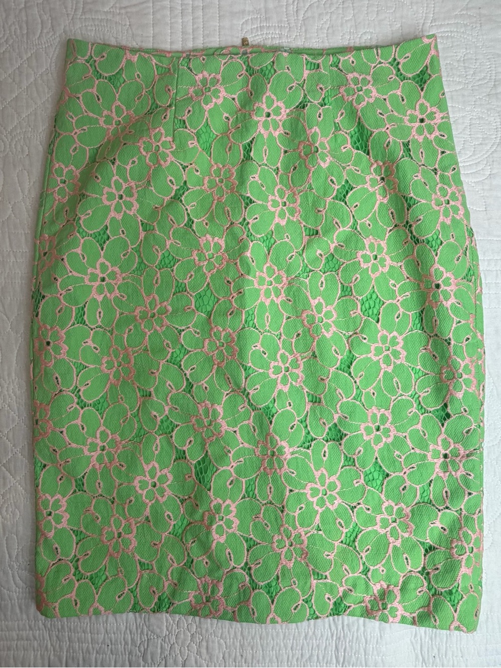 Lilly Pulitzer Hyacinth Green Pique Two Tone Lace Pencil Skirt Women’s Sz 6